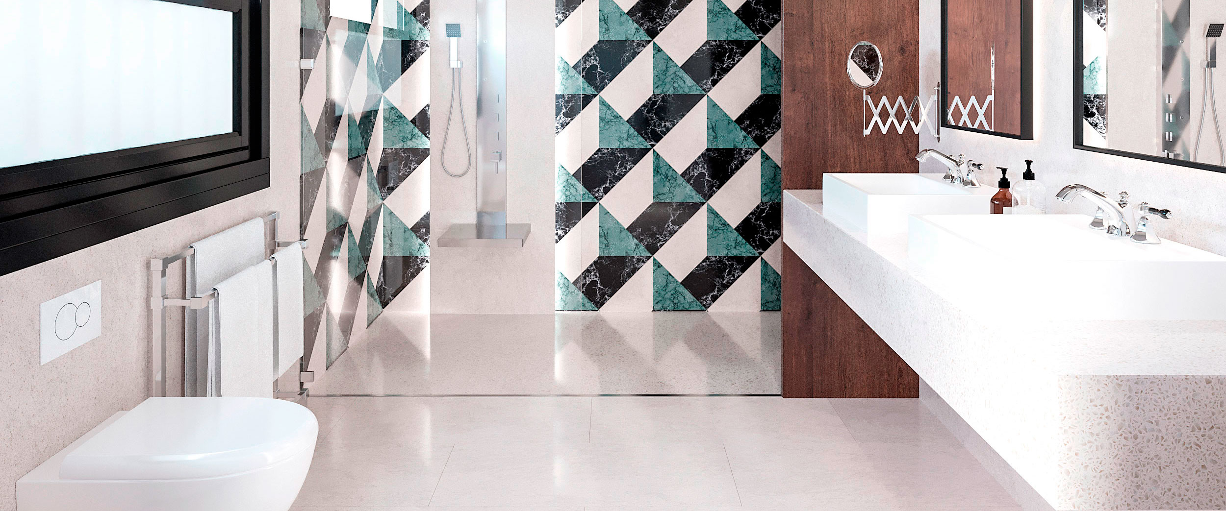 Baños elegantes, accesibles y adaptados a posibles necesidades futuras