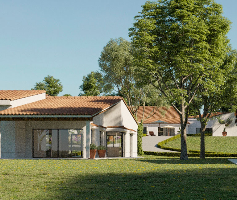 The Patio Villas are surrounded by spacious garden areas